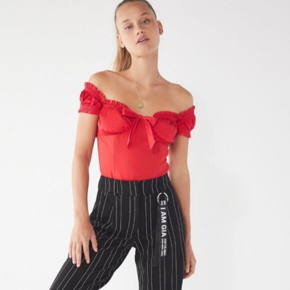 Brand New I.Am.Gia Naomi corset off shoulder top Large Red - Picture 1 of 4